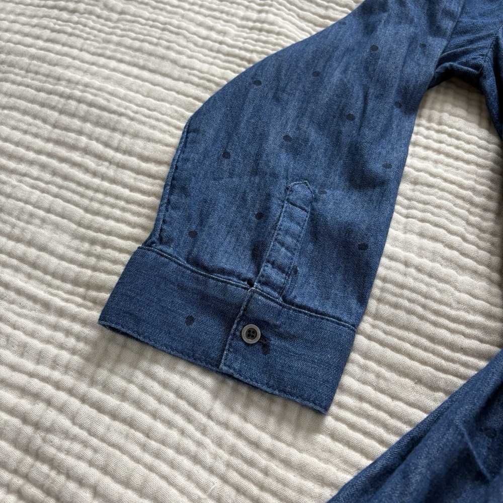 Talbots Denim Polka Dot Belted shirt dress Chambray button front midi blue‎ 10 P - Picture 4 of 10